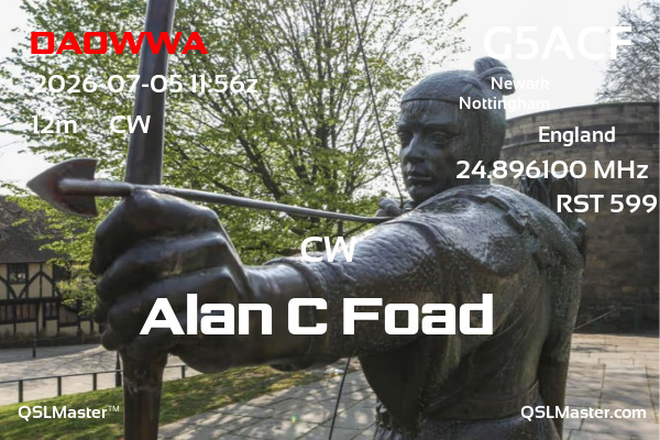 QSL Master Card for G5ACF QSO with DA0WWA