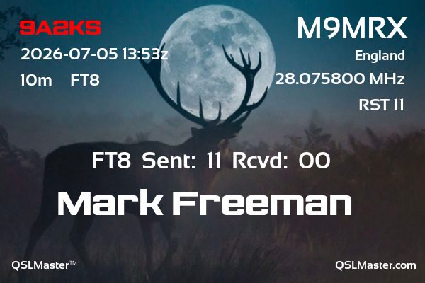QSL Master Card for M9MRX QSO with 9A2KS