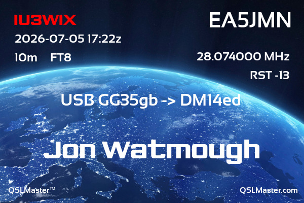 QSL Master Card for EA5JMN QSO with IU3WIX