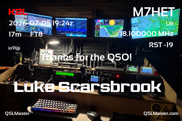 QSL Master Card for M7HET QSO with K2L