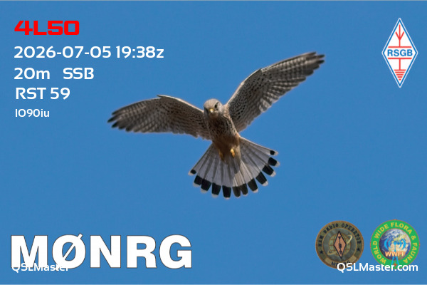 QSL Master Card for M0NRG QSO with 4L5O