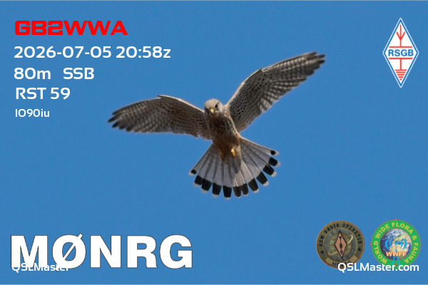 QSL Master Card for M0NRG QSO with GB2WWA