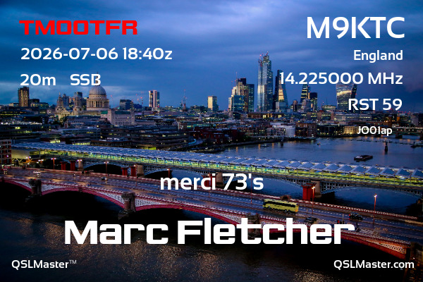 QSL Master Card for M9KTC QSO with TM00TFR