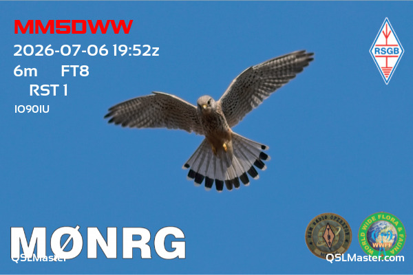 QSL Master Card for M0NRG QSO with MM5DWW