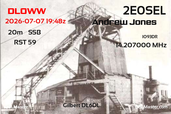 QSL Master Card for 2E0SEL QSO with DL0WW