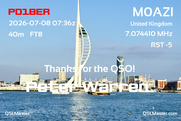 QSL Master Card for M0AZI QSO with PD1BER