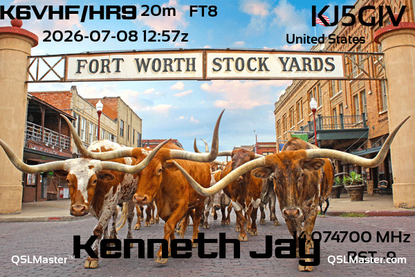 QSL Master Card for KJ5GIV QSO with K6VHF/HR9