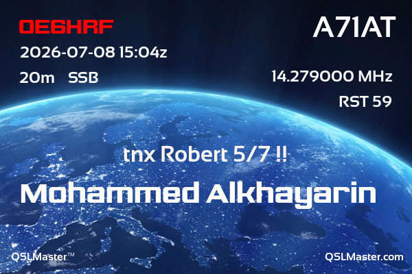 QSL Master Card for A71AT QSO with OE6HRF