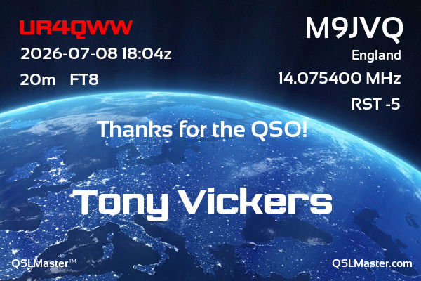 QSL Master Card for M9JVQ QSO with UR4QWW