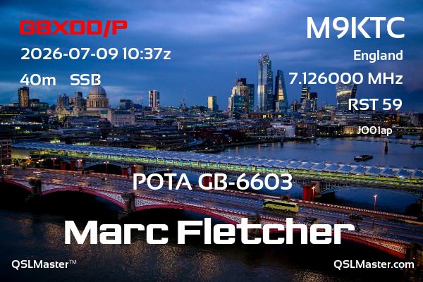 QSL Master Card for M9KTC QSO with G8XDD/P