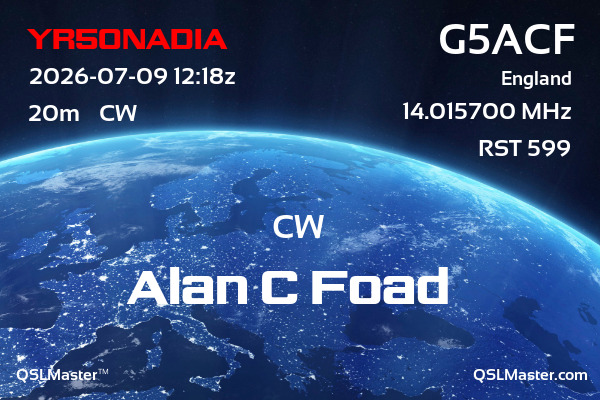 QSL Master Card for G5ACF QSO with YR50NADIA
