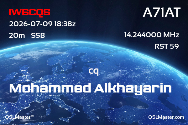 QSL Master Card for A71AT QSO with IW6CQS