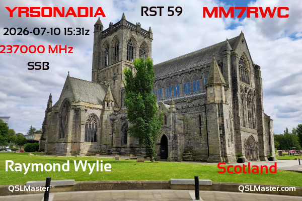 QSL Master Card for MM7RWC QSO with YR50NADIA