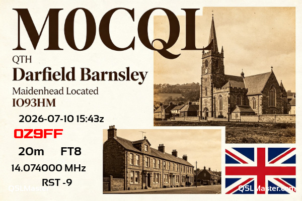 QSL Master Card for M0CQL QSO with OZ9FF