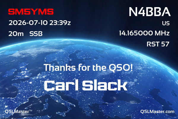 QSL Master Card for N4BBA QSO with SM5YMS