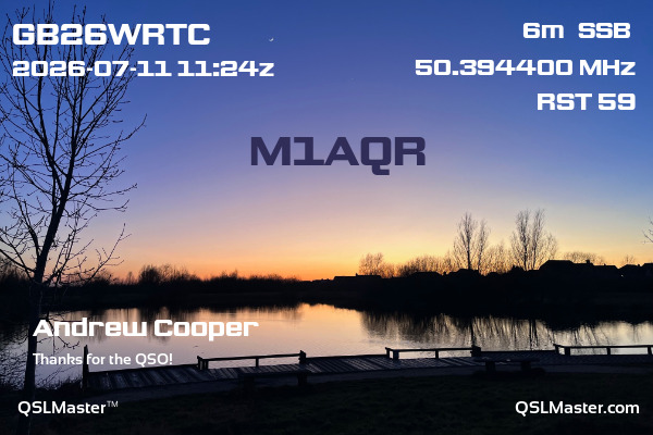 QSL Master Card for M1AQR QSO with GB26WRTC