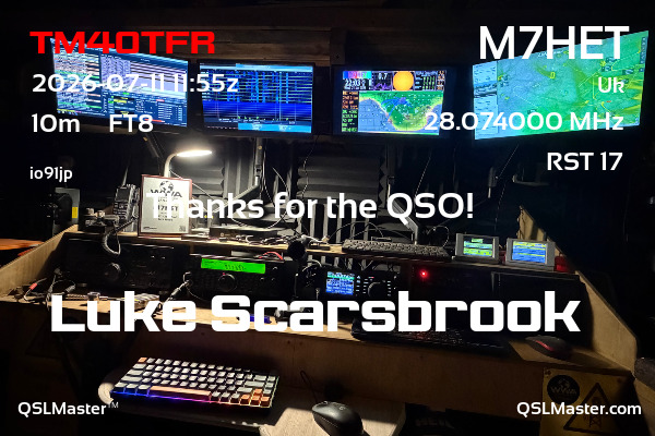 QSL Master Card for M7HET QSO with TM40TFR