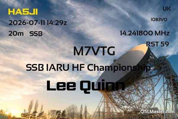 QSL Master Card for M7VTG QSO with HA5JI