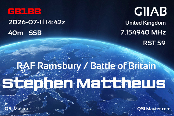 QSL Master Card for G1IAB QSO with GB1BB