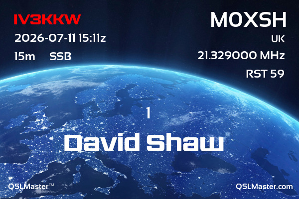 QSL Master Card for M0XSH QSO with IV3KKW
