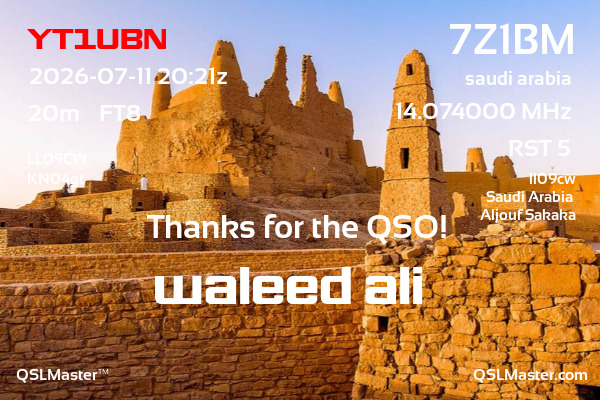 QSL Master Card for 7Z1BM QSO with YT1UBN