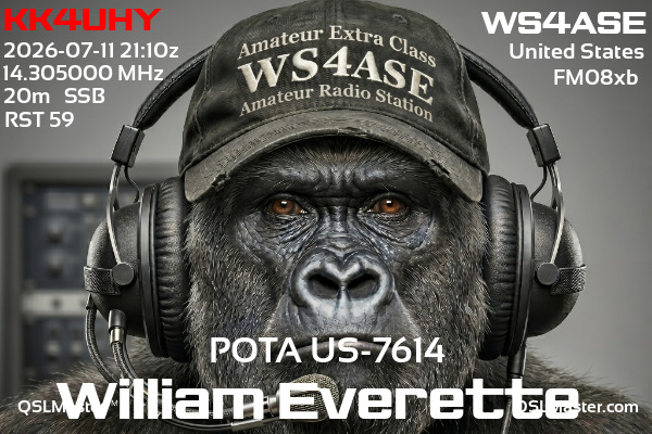 QSL Master Card for WS4ASE QSO with KK4UHY
