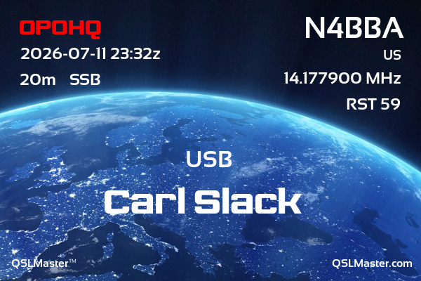 QSL Master Card for N4BBA QSO with OP0HQ