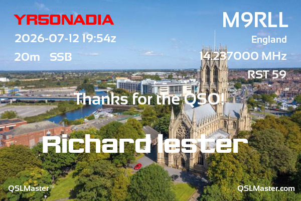 QSL Master Card for M9RLL QSO with YR50NADIA