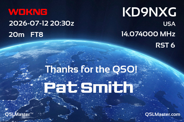 QSL Master Card for KD9NXG QSO with W0KNG