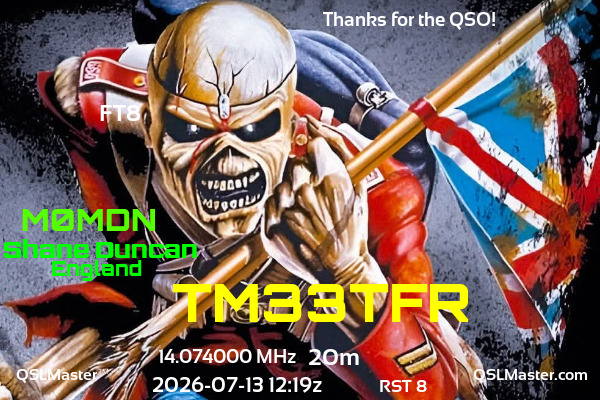 QSL Master Card for M0MDN QSO with TM33TFR