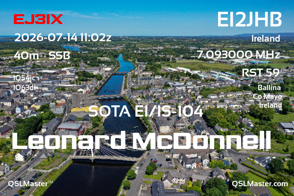 QSL Master Card for EI2JHB QSO with EJ3IX