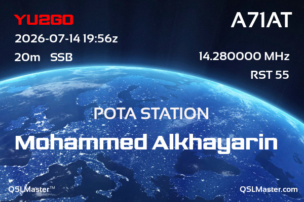 QSL Master Card for A71AT QSO with YU2GO