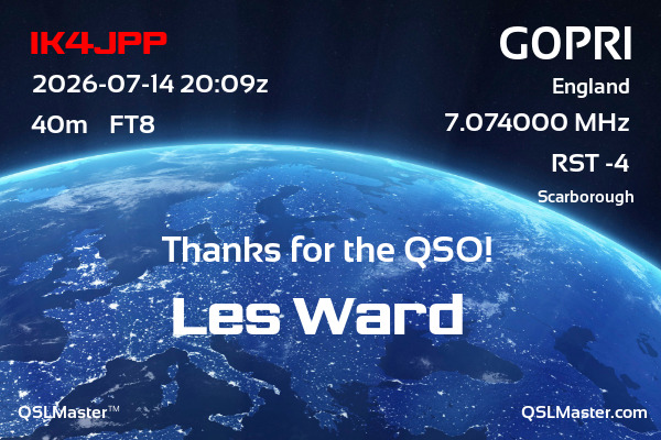 QSL Master Card for G0PRI QSO with IK4JPP