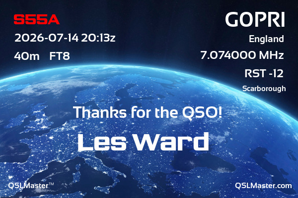 QSL Master Card for G0PRI QSO with S55A