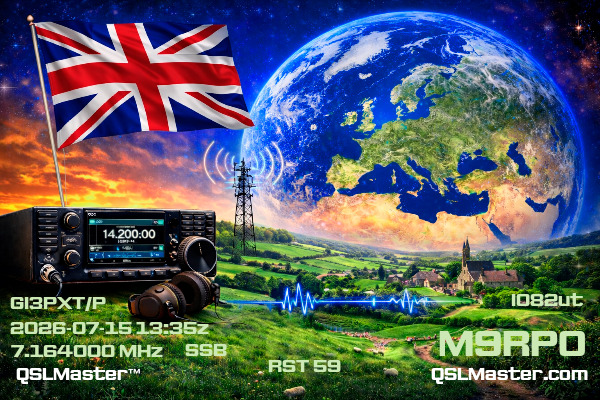 QSL Master Card for M9RPO QSO with GI3PXT/P