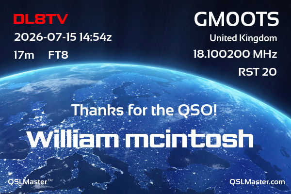 QSL Master Card for GM0OTS QSO with DL8TV