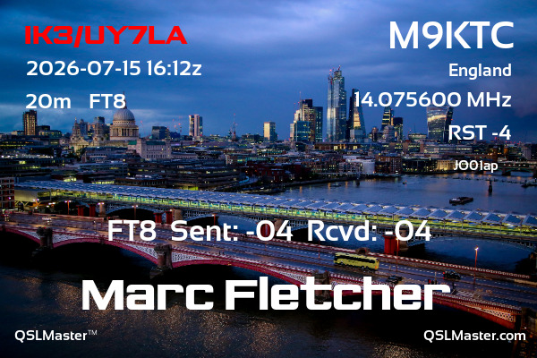 QSL Master Card for M9KTC QSO with IK3/UY7LA