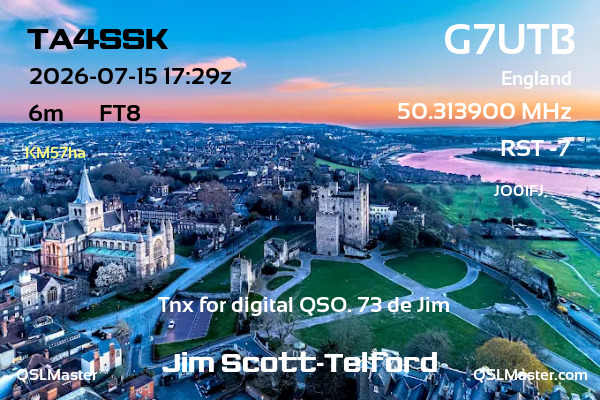 QSL Master Card for G7UTB QSO with TA4SSK