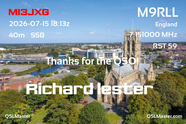 QSL Master Card for M9RLL QSO with MI3JXG