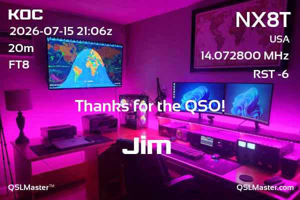 QSL Master Card for NX8T QSO with K0C