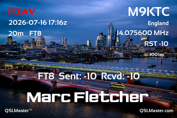 QSL Master Card for M9KTC QSO with R1AV