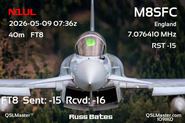 QSL Master Card for M8SFC QSO with N1UL
