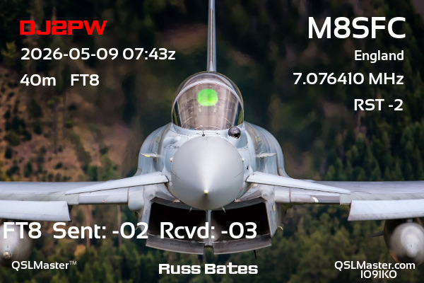 QSL Master Card for M8SFC QSO with DJ2PW