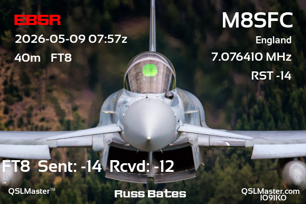 QSL Master Card for M8SFC QSO with EB5R