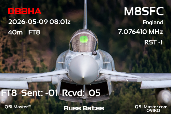 QSL Master Card for M8SFC QSO with DB2HA