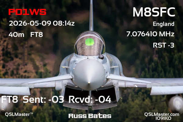QSL Master Card for M8SFC QSO with PD1WS