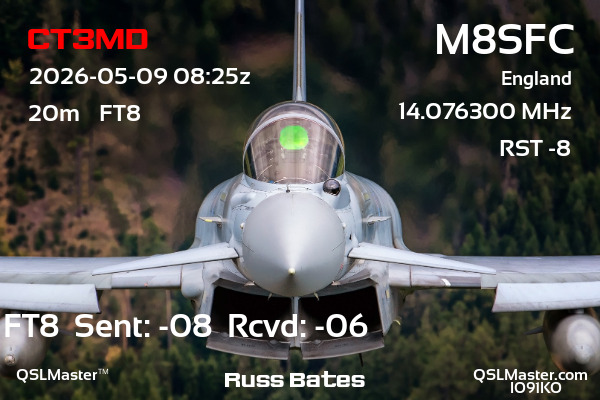QSL Master Card for M8SFC QSO with CT3MD