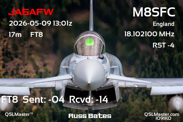 QSL Master Card for M8SFC QSO with JA5AFW