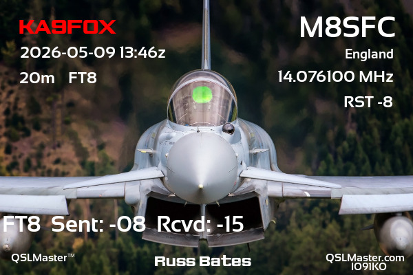 QSL Master Card for M8SFC QSO with KA9FOX
