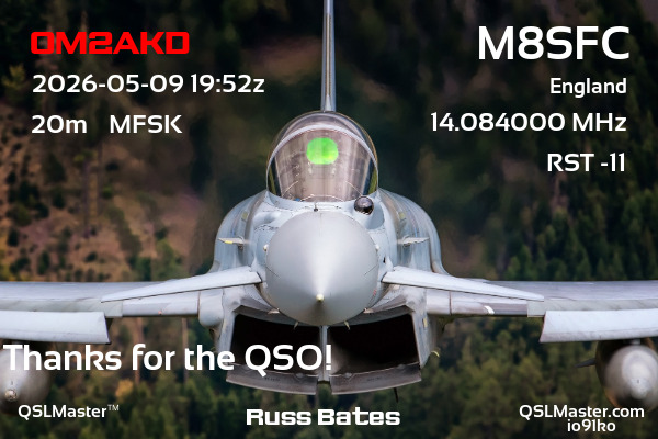 QSL Master Card for M8SFC QSO with OM2AKD